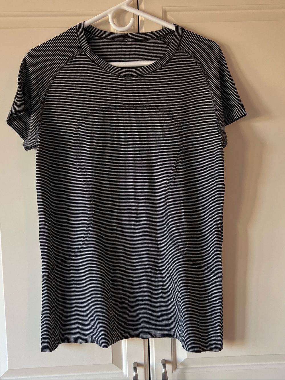 lululemon athletica Black and White Striped Short Sleeve Tee